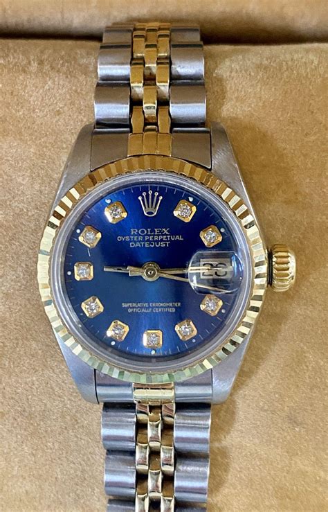 women's Rolex blue face